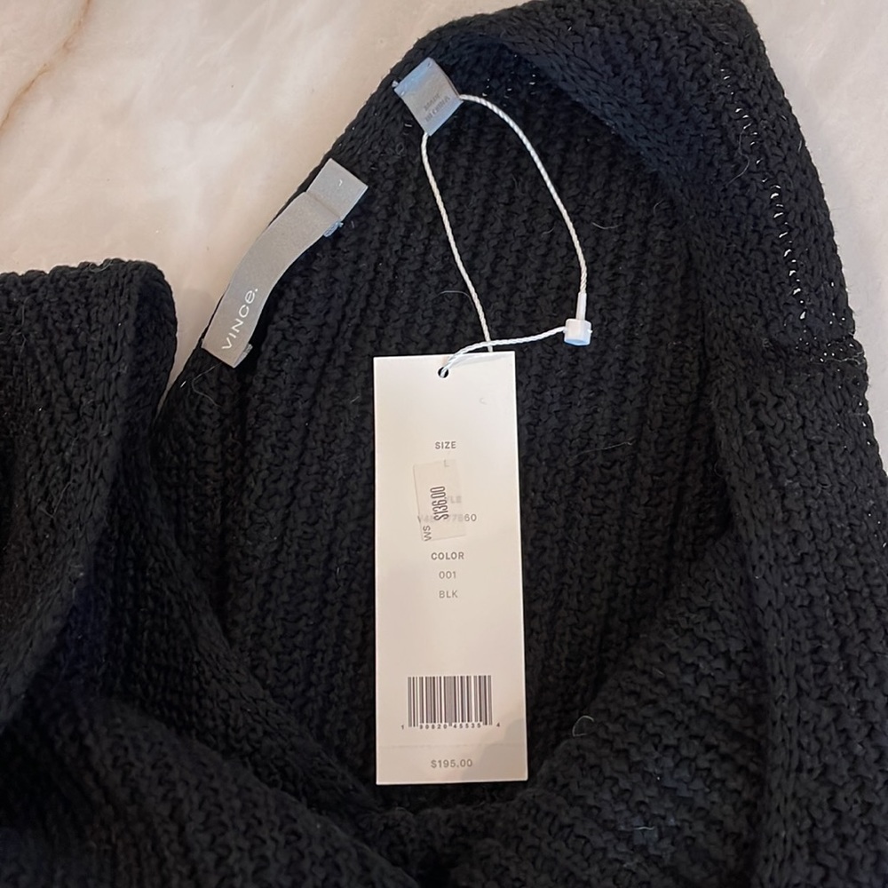 Vince Crossover V-Back Ribbed Tank in Black Scoop Neckline 100% Cotton Large NWT - Picture 7 of 16